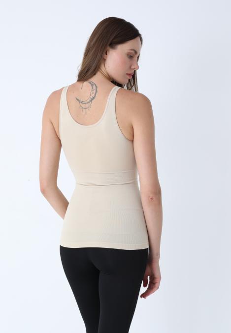 Maiou Dama Modelator in Talie cu Bretele Groase, Culoare Bej,Engros